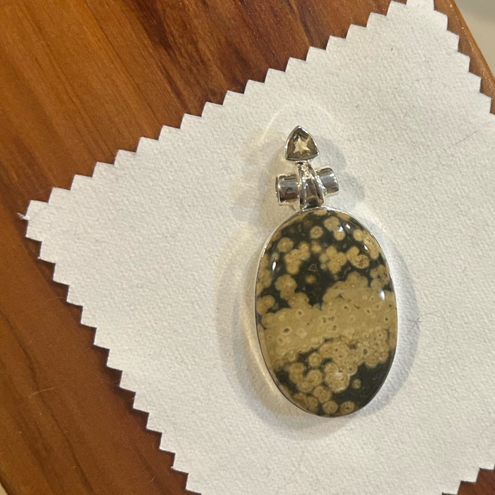 Orbicular Ocean Jasper & Citrine Pendant